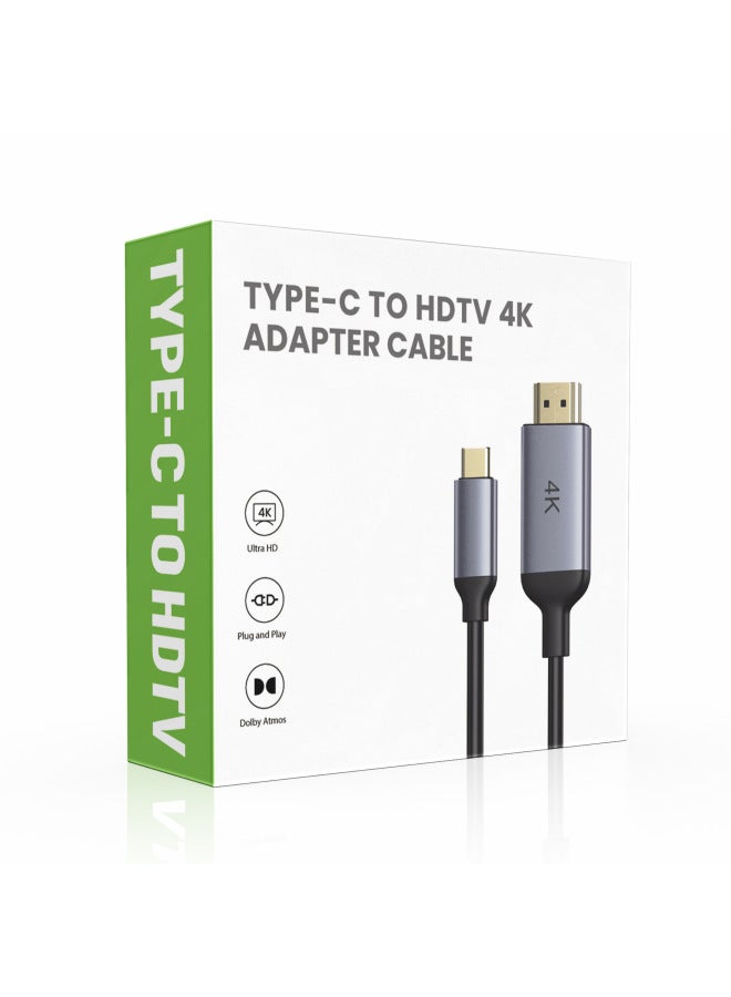 كابل من النوع C إلى HDMI بنفس خط الشاشة 8K للهاتف المحمول والكمبيوتر اللوحي والتلفزيون وجهاز العرض لتوصيل خط الشاشة - اللون: Zx122 كابل من النوع C/HDMI بدقة 4K/30 هرتز طراز من سبائك الألومنيوم بدون شبكة قطنية بطول 1 متر - Image 1