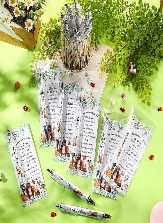 Dinifee 72 Sets Woodland Animals Baby Shower Favors Pens for Guests Includes 72 Rolling Paper Ballpoint Pens and 72 Greeting Bookmarks Woodland Baby Shower Game Prizes Party Favors Return Gifts - Image 5