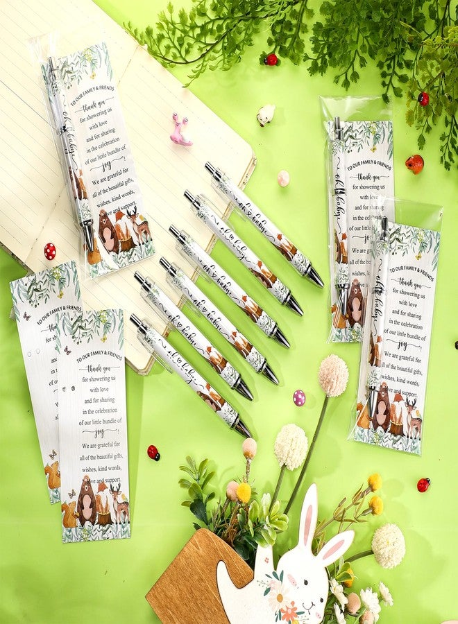 Dinifee 72 Sets Woodland Animals Baby Shower Favors Pens for Guests Includes 72 Rolling Paper Ballpoint Pens and 72 Greeting Bookmarks Woodland Baby Shower Game Prizes Party Favors Return Gifts - Image 4