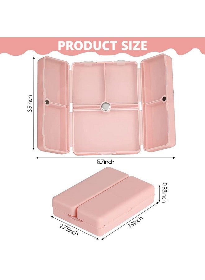 Hannea صندوق تنظيم الأدوية HANNEA® مع 7 أقسام، تصميم قابل للطي، صندوق أدوية مقاوم للرطوبة للفيتامينات والأدوية والحبوب وحامل المكملات، وردي - Image 2