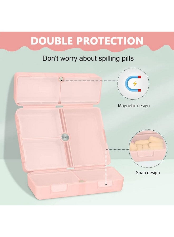 Hannea صندوق تنظيم الأدوية HANNEA® مع 7 أقسام، تصميم قابل للطي، صندوق أدوية مقاوم للرطوبة للفيتامينات والأدوية والحبوب وحامل المكملات، وردي - Image 3