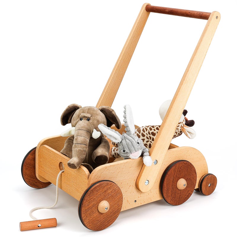 Woodtoe Wooden Baby Walker Adjustable Speed AntiRollover Push Walker Toy for Babies Learning to Walk Natural Wood Toddler Push and Pull Toys Wagon Christmas Toy for Boy Girl 12 3 1st Birthday Gift - Image 2