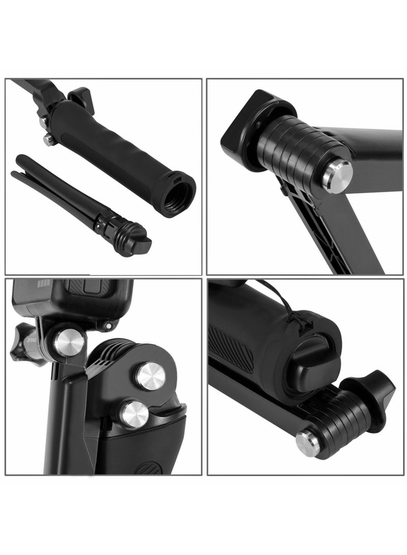 PULUZ 3-Way Grip Foldable Tripod Selfie-stick Extension Monopod for GoPro, Insta360 ONE R, DJI Osmo Action and Other Action Cameras, Length: 20-58cm - Image 4