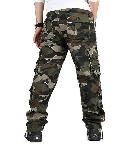 BAYAMO Mens Camo Cargo Pants Military Fatigue BDU Pant Hunting Combat Work Hiking Casual Pants with 8 Pockets (Camo Green,34) - Image 2