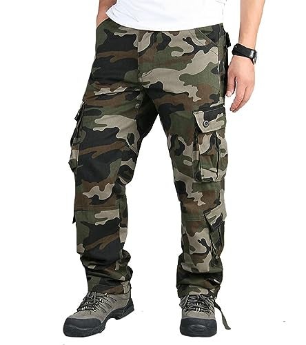 BAYAMO Mens Camo Cargo Pants Military Fatigue BDU Pant Hunting Combat Work Hiking Casual Pants with 8 Pockets (Camo Green,34) - Image 1