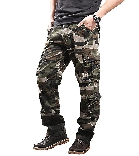 BAYAMO Mens Camo Cargo Pants Military Fatigue BDU Pant Hunting Combat Work Hiking Casual Pants with 8 Pockets (Camo Green,34) - Image 3