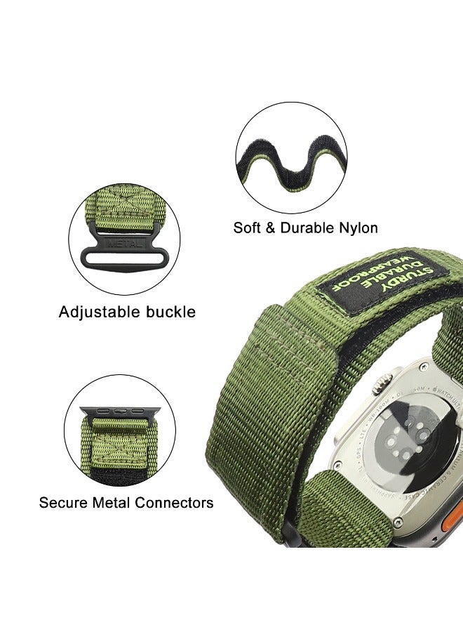 Nylon Rugged Apple Watch Band For Men Women Compatible with Apple Watch 38mm 40mm 41mm 42 mm 44mm 45mm 49mm, Adjustable Tactical Watch Bands for Ultra Series 8/7/6/5/4/3/2/1 SE Black/Army Green/Blue - Image 4