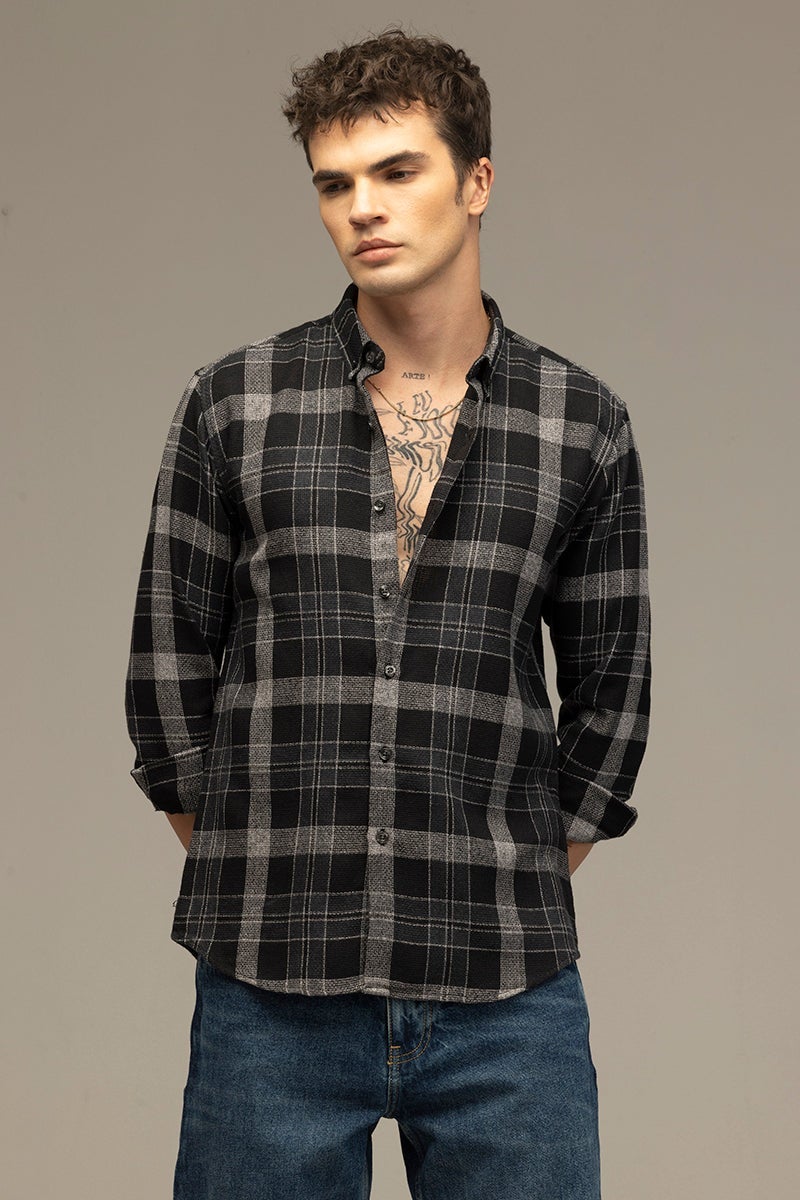 SNITCH Lane Grid Black Checks Shirt - Image 1