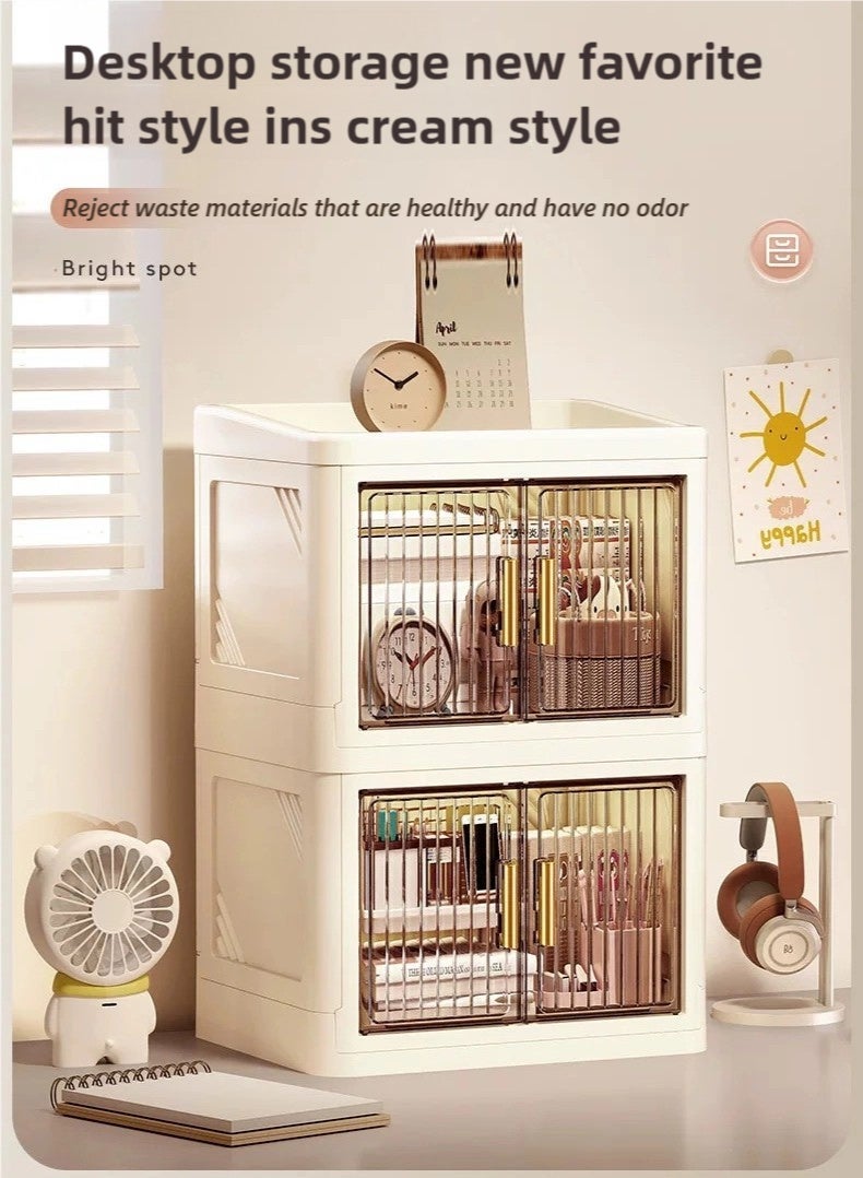 nehem Foldable makeup organizer Cosmetic Organizer: Large Capacity Desktop Storage Box with Dustproof Design for Lipstick, Masks | Space-Saving Makeup & Accessories Holder - Image 5