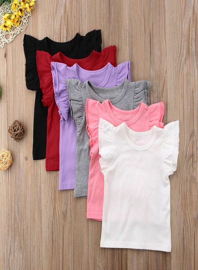 Mubineo Toddler Baby Girl Basic Plain Ruffle Sleeve Cotton T Shirts Tops Tee Clothes (White, 2-3T) - Image 4