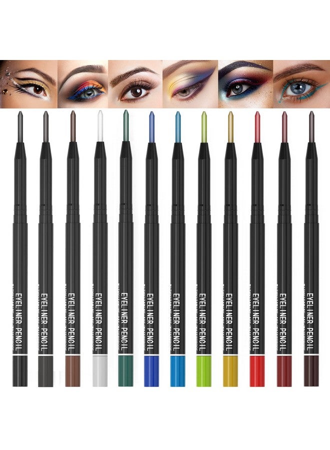 Kaiqikaixi 12 Kinds Of Color Eyeliner Pen, Eyebrow Pen,Eye Shadow Pencil, Lip Line Pen, Eyelid Pad, Pencil Makeup Set Tool 12Pcs (Multicolor) - Image 1