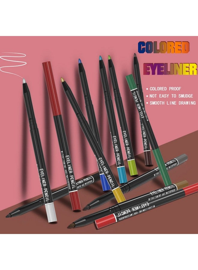 Kaiqikaixi 12 Kinds Of Color Eyeliner Pen, Eyebrow Pen,Eye Shadow Pencil, Lip Line Pen, Eyelid Pad, Pencil Makeup Set Tool 12Pcs (Multicolor) - Image 2