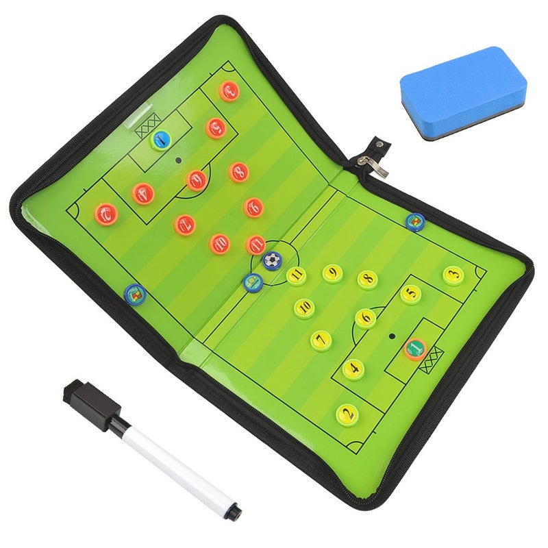 FOCCTS Magnetic Soccer Coaching Board, Football Coaching Board Coaches Clipboard Tactical with 26 Magnets, Dry Erase Marker, Eraser, Foldable and Portable Soccer Tactics Board - Image 1