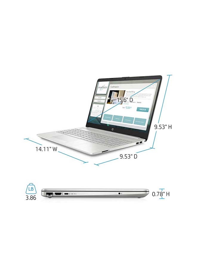 HP لابتوب نوت بوك طراز 15-dw3005wm بشاشة مقاس 15.6 بوصة بدقة كاملة الوضوح بمعالج كور i5-1135G7 بذاكرة رام 8 جيجابايت ومحرك أقراص SSD بسعة 512 جيجابايت وبطاقة رسومات إنتل آيريس Xe ونظام ويندوز 10، إصدار عالمي الإنجليزية/العربية فضي - Image 4