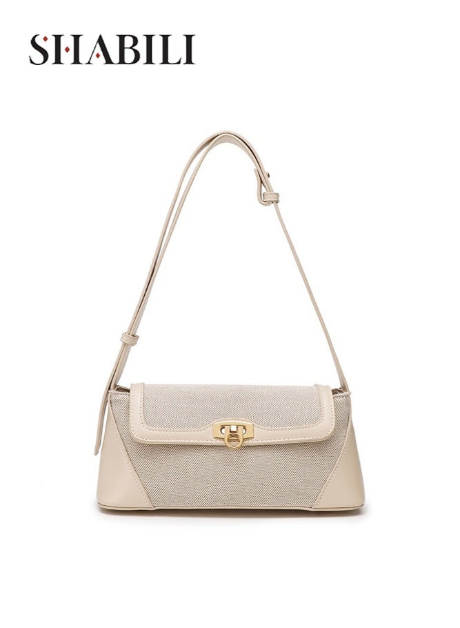 Women's PU Shoulder Bag, Small Ladies Bag Handbag with Turn Lock Flap, Textured Satchel Bag and Mini Tote Bags, Baguette Purse for Daily Commuting, Dating, Parties and Shopping for Girls and Women