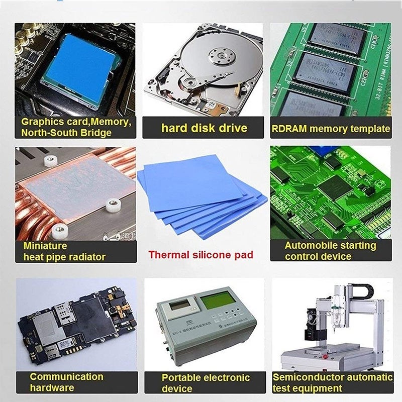 آول تري 4 Pack Thermal Pad,100x100mm 0.5mm 1mm 1.5mm 2mm Highly Efficient Thermal Conductivity 6.0 W/mK,Heat Resistant Silicone Thermal Pads for Laptop Heatsink CPU GPU SSD IC LED Cooler - Image 5