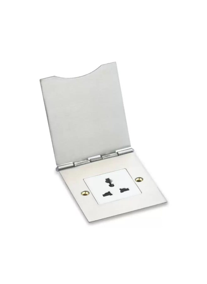 Elitco Elitco - 2 Modules Open Type Floor Socket 13A 100-240V, Stainless Steel Outlet with Universal Standard Socket, Larger Capacity for the Modules, Compact & Stylish Design, Silver Color 
