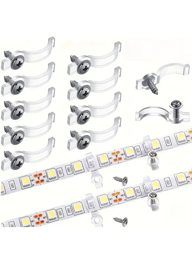 100 قطعة من أقواس تركيب أضواء الشريط LED ومشابك التثبيت للاستخدام الداخلي والخارجي - Image 1