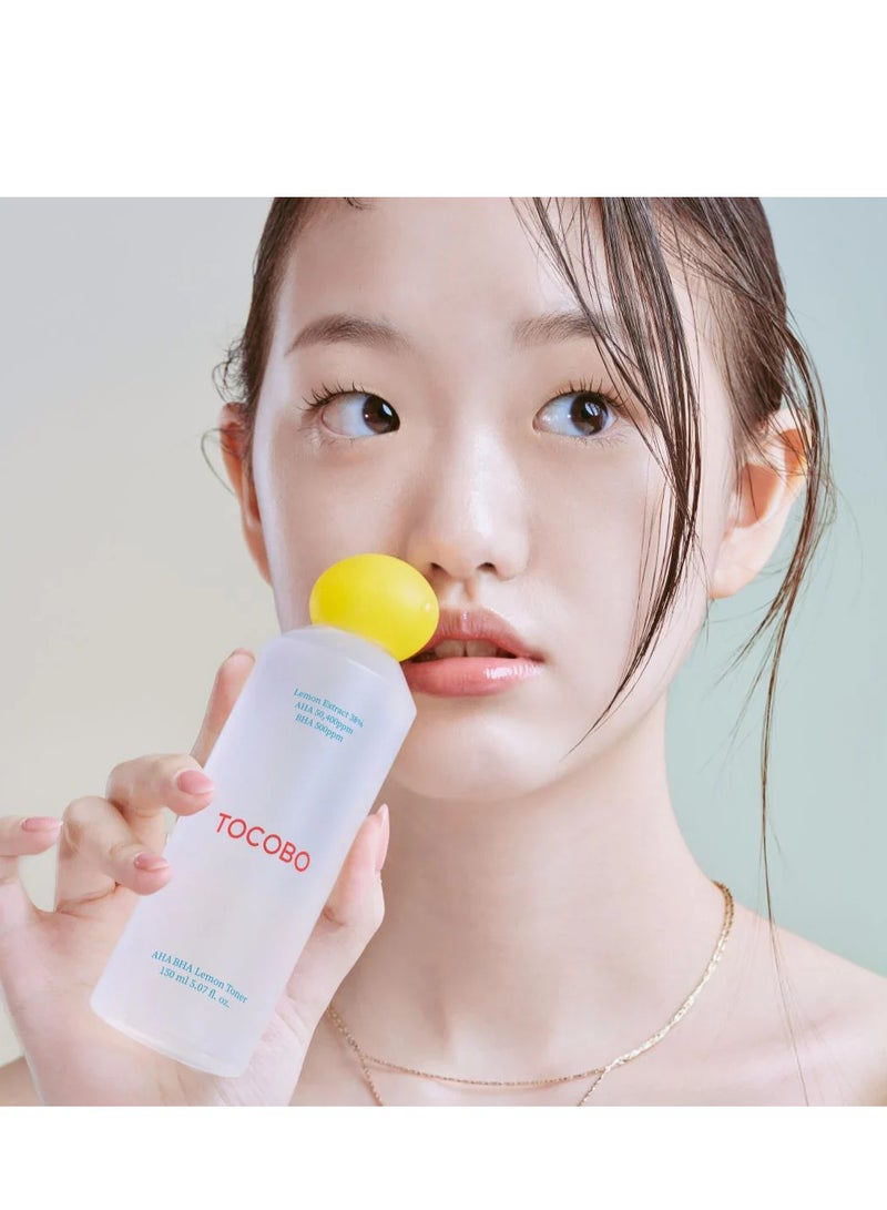 TOCOBO AHA BHA Lemon Facial Toner 150 ml | Vitamin and Lemon Extract, AHA, BHA, Calming and Soothing Moisturizer | Natural Ingredients, Vegan Toner, Cruelty Free - Image 2