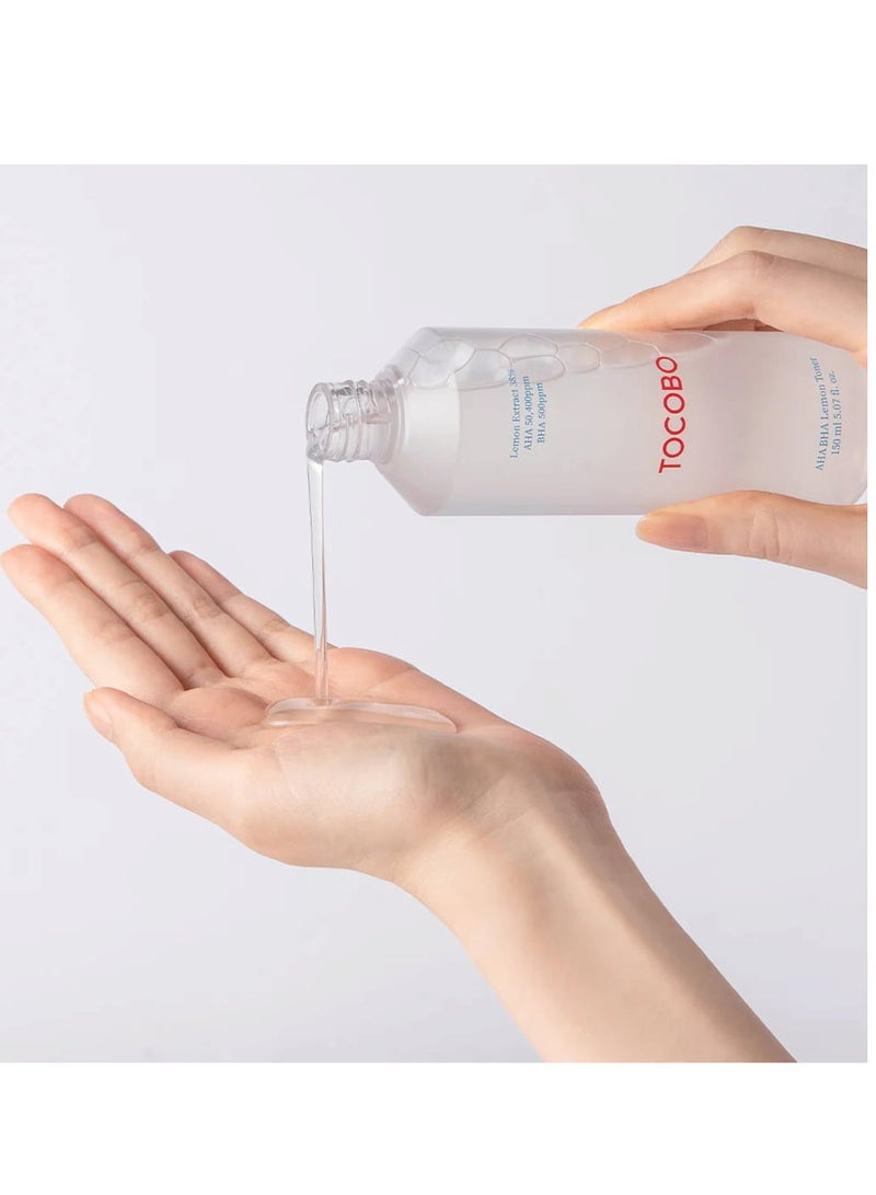 TOCOBO AHA BHA Lemon Facial Toner 150 ml | Vitamin and Lemon Extract, AHA, BHA, Calming and Soothing Moisturizer | Natural Ingredients, Vegan Toner, Cruelty Free - Image 3