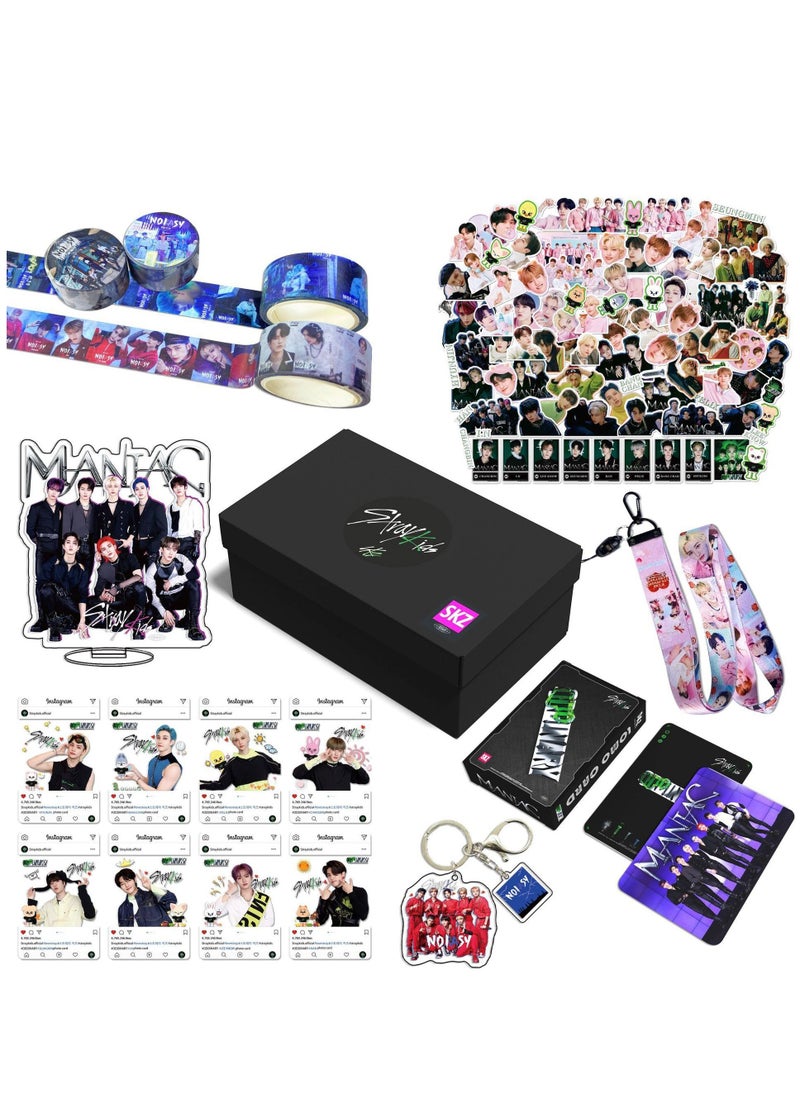 Generic Stray Kids Gift Box With Lomo Cards, Acrylic Stand, Hand Account Tape, Keychain, Lanyard, Stickers, Photo Card  - Image 1
