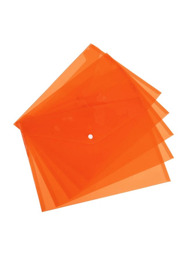 YOKIVE 12 Pack File Folders Clear A4 Files Envelope Plastic Document Pockets With Snap Button Great For Office(Orange)  - Image 1