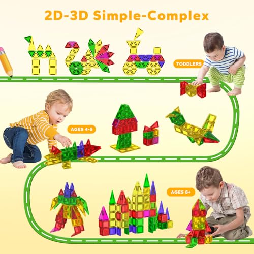 Anyeve 112PCS Mini Magnetic Tiles for Kids Magnetic Tiles Travel Set with Iron Box Portable Construction Toys STEM Educational Building Set for Kids Ages 48 Toddlers Boys Girls Birthday New Year Gift - Image 5