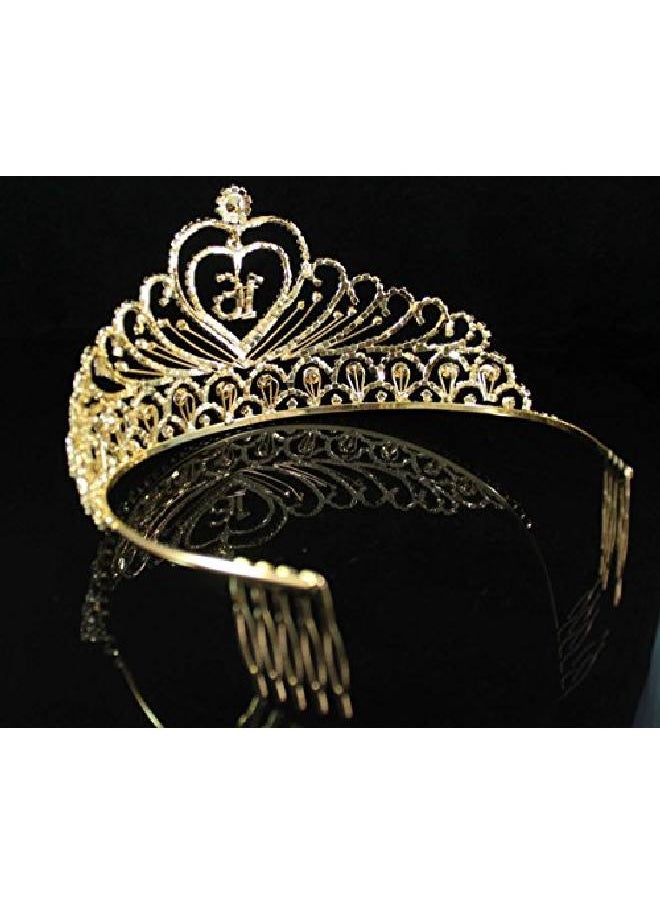 Janefashions Sweet Sixteen Years Old 16 16Th Birthday Party Austrian Rhinestone Crystal Princess Tiara Crown With Hair Combs Jewelry T1629G Gold  - Image 5