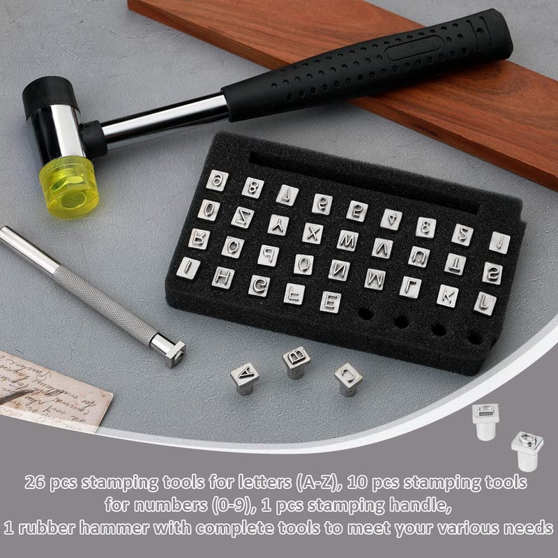 ZMAAGG 38 PCS Leather Stamping Tools, Leather Stamping Kit with 36pcs Letters and Numbers, Rubber Hammer for Leather Working - Image 4