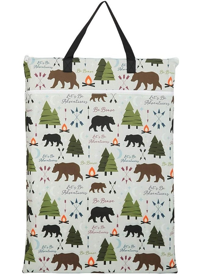 Hibaby (Bear) - Large Hanging Wet/Dry Cloth Nappy Pail Bag for Reusable Nappies or Laundry