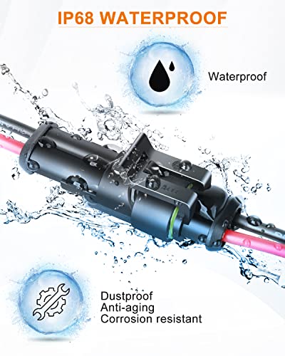 NAOEVO 2 Pin Connector Waterproof 16 AWG 2 Wire Connectors Automotive Electrical Male and Female Plug with Heat Shrink Tubing for Car Truck Boat Wire Connection 6 Kits - Image 3
