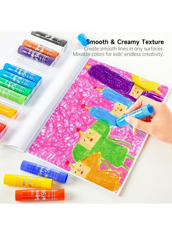 Shuttle Art Tempera Paint Sticks, 15 Colors Solid Tempera Paint for Kids, Super Quick-drying, Washable, Works Great on Paper Wood Glass Ceramic Canvas - Image 4