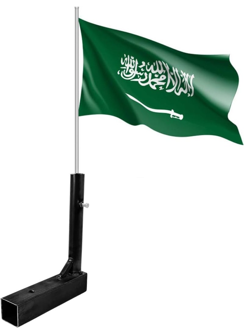 جي ام سي قاعدة تثبيت علم سيارة شديدة التحمل لسيارات GMC - حامل علم فولاذي للأعلام الوطنية، والفعاليات، والمسيرات، والتركيب على سقف السيارة أو الجزء الخلفي منها - هيكل ملحوم قوي، تركيب سهل باستخدام البراغي - Image 1