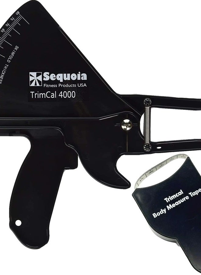 TrimCal 4000 Sequoia Fitness Trimcal 4000 Body Fat Caliper with Body Measure Tape & Fat% Chart (Black & Black) - Image 1