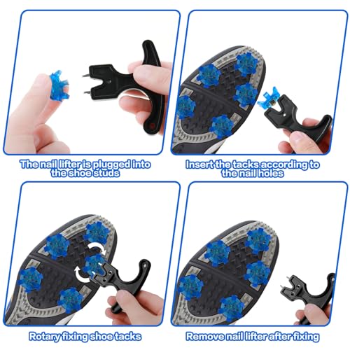 Cozypower 31 Pcs Golf Spikes Set Includes 30 Pcs Golf Cleats Replacement Black Cleats Spanner Metal Thread Screw 6 mm Dia Spike Tool for Lawn Cricket Shoe Player Lover(Blue) - Image 4