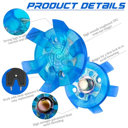 Cozypower 31 Pcs Golf Spikes Set Includes 30 Pcs Golf Cleats Replacement Black Cleats Spanner Metal Thread Screw 6 mm Dia Spike Tool for Lawn Cricket Shoe Player Lover(Blue) - Image 3