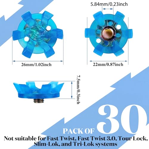Cozypower 31 Pcs Golf Spikes Set Includes 30 Pcs Golf Cleats Replacement Black Cleats Spanner Metal Thread Screw 6 mm Dia Spike Tool for Lawn Cricket Shoe Player Lover(Blue) - Image 2