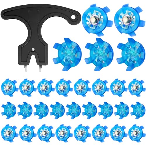 Cozypower 31 Pcs Golf Spikes Set Includes 30 Pcs Golf Cleats Replacement Black Cleats Spanner Metal Thread Screw 6 mm Dia Spike Tool for Lawn Cricket Shoe Player Lover(Blue) - Image 1