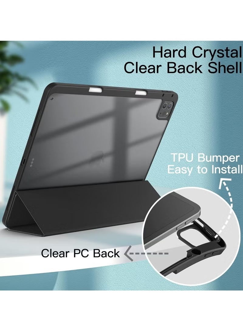 MIGOFAST Case for iPad Pro 12.9 Inch 2022 2021 2020 2018 with Pencil Holder Slim Stand Protective Cover with Clear Transparent Back Shell for iPad Pro 12.9 inch Tablet Support Auto Wake Sleep - Image 3