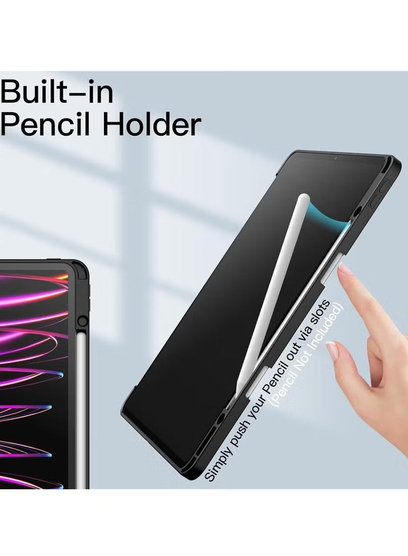 MIGOFAST Case for iPad Pro 12.9 Inch 2022 2021 2020 2018 with Pencil Holder Slim Stand Protective Cover with Clear Transparent Back Shell for iPad Pro 12.9 inch Tablet Support Auto Wake Sleep - Image 5