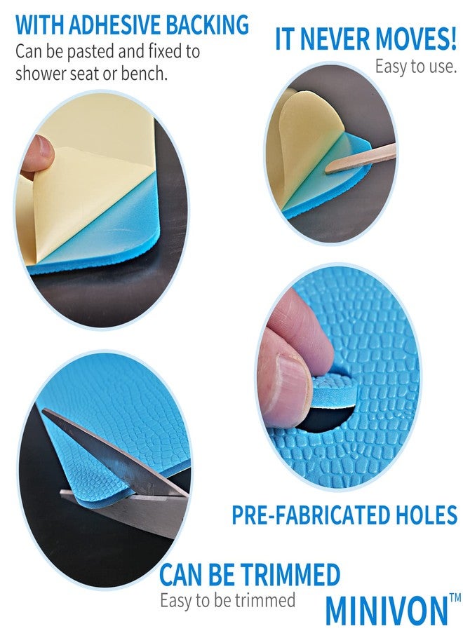 MINIVON Non Slip Mat for Shower Stool, Shower Chair Pad with Adhesive Backing, Waterproof Quick Dry Cushion Anti Skid Uneven Patterns, Cover Shower Bench, Bath Chair, Bathroom Bathtub Shower Seating Mat - Image 2