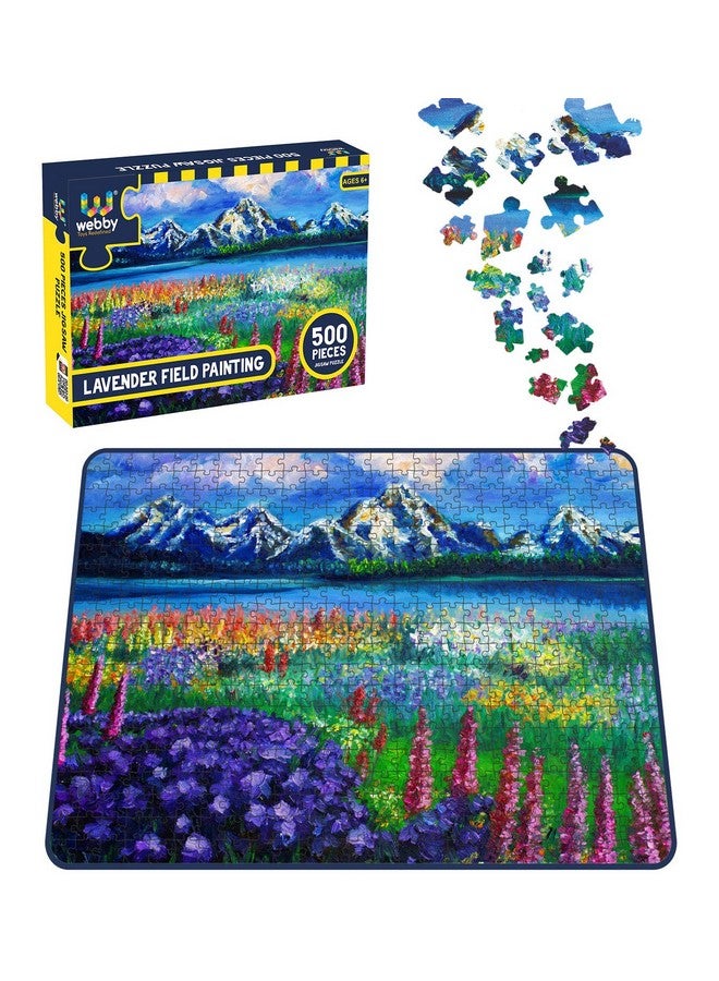 Webby Lavender Field Painting Jigsaw Puzzle, 500 Pieces - Image 3