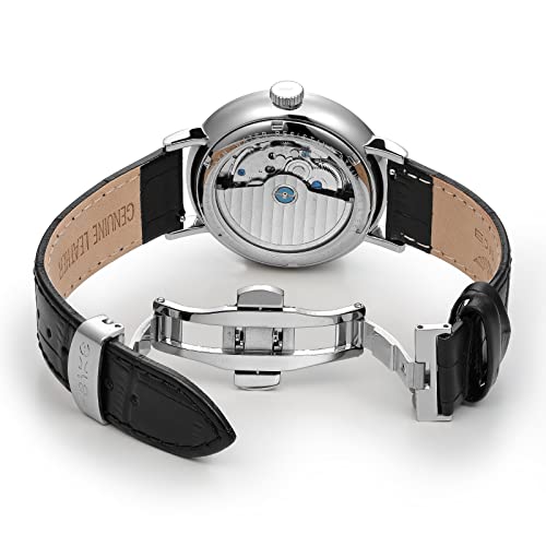 FEICE Bauhaus Mechanical Watch Men's Analog Waterproof Automatic Casual Dress Watches with Domed Mirror Leather Bands Date -FM202 - Image 2