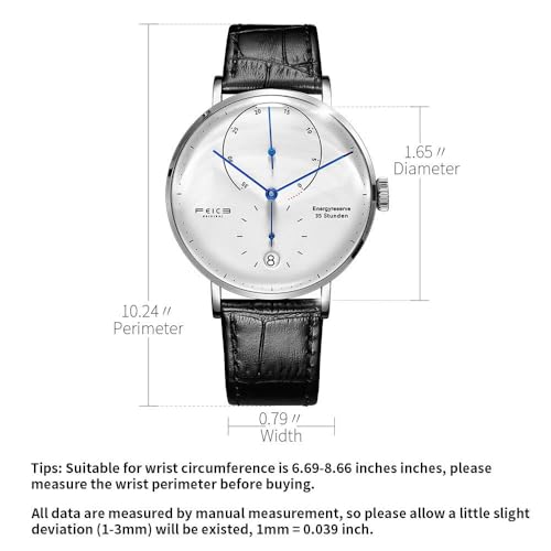 FEICE Bauhaus Mechanical Watch Men's Analog Waterproof Automatic Casual Dress Watches with Domed Mirror Leather Bands Date -FM202 - Image 4