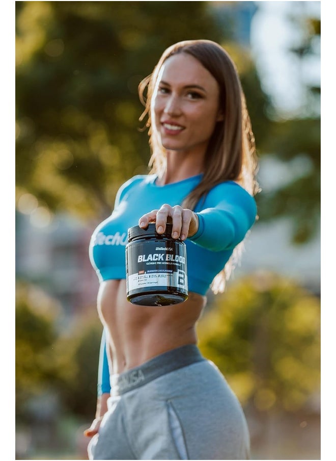 BioTechUSA BioTechUSA Black Blood NOX+ | Pre-Workout Formula | with Caffeine, Creatine, Tyrosine | Sugar-Free | 340 g | Blueberry-Lime  - Image 3