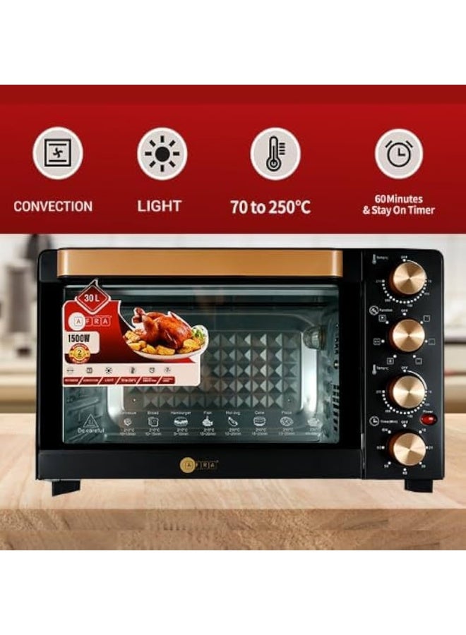 عفرا فرن كهربائي AFRA سعة 45 لتر توستر 1700 واط مع شواية ومصباح فرن، 4 مقابض، صينية، رف، مقبض - Image 4