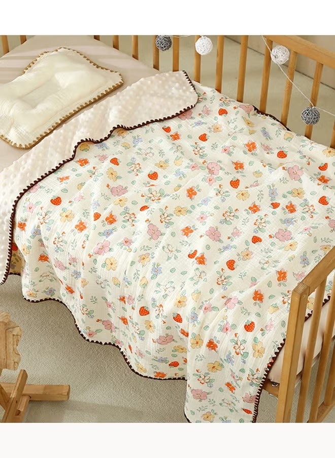 100x100cm Cotton baby blanket Summer baby blankets Thin baby quilt Children's blankets Children's nap blanket Infant swaddling Soft and skin-friendly Moisture-wicking - Image 1