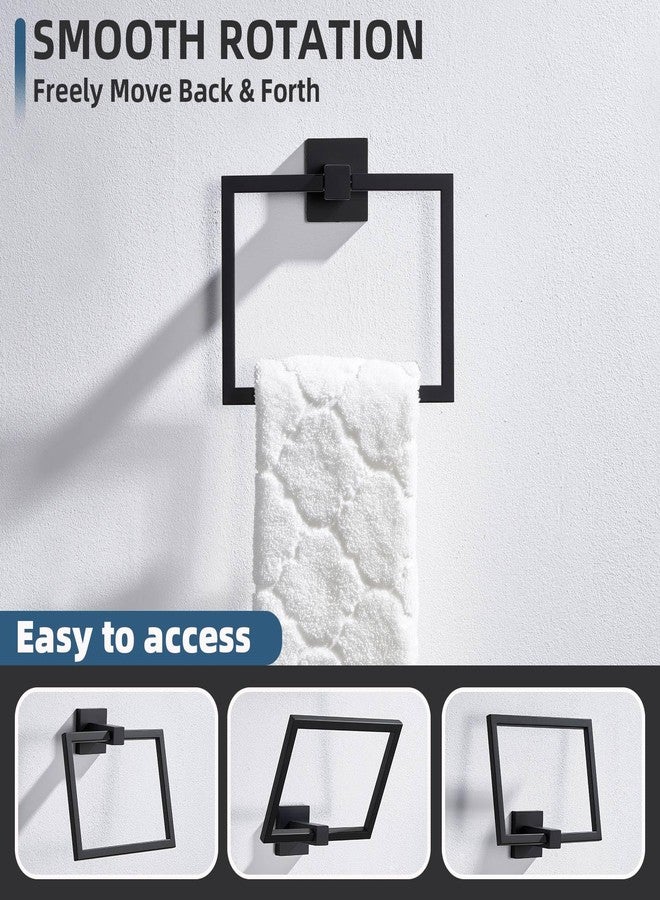 أنجل سيمبل حلقة منشفة مربعة بسيطة بزاوية، لون أسود غير لامع، حامل مناشف حمام دوار من الفولاذ المقاوم للصدأ SUS 304، 7.09 بوصة، مثبت على الحائط - Image 3