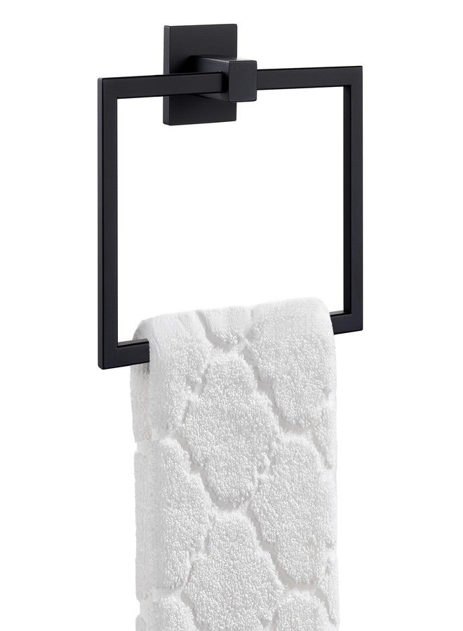أنجل سيمبل حلقة منشفة مربعة بسيطة بزاوية، لون أسود غير لامع، حامل مناشف حمام دوار من الفولاذ المقاوم للصدأ SUS 304، 7.09 بوصة، مثبت على الحائط - Image 1