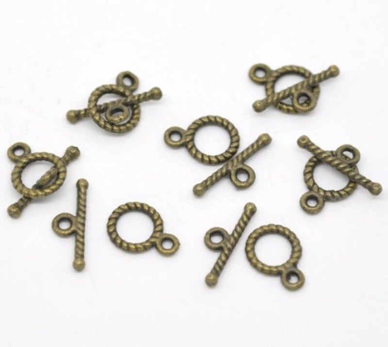PEPPERLONELY Brand 50 Sets Antiqued Bronze Stripe Toggle Clasps 11x9mm12x9mm - Image 4